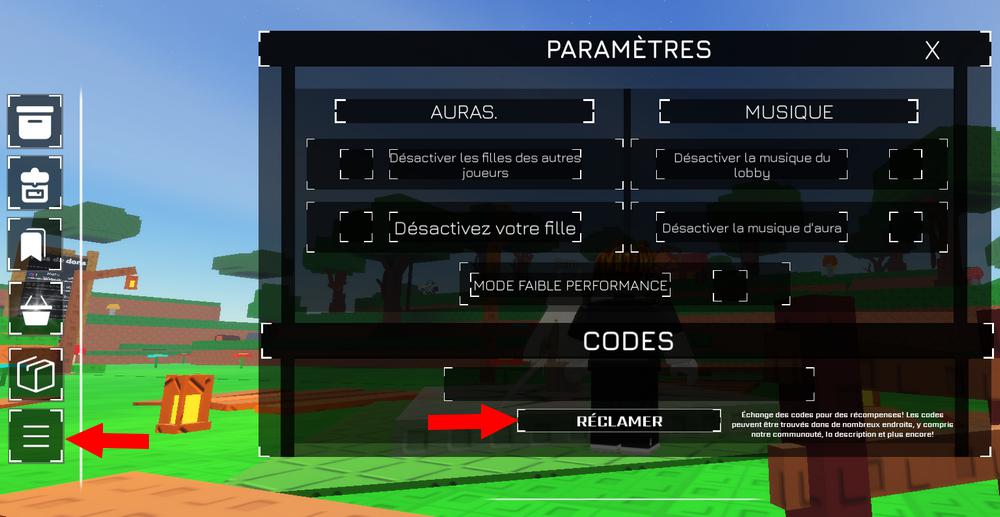 Activer les codes dans Huzz RNG