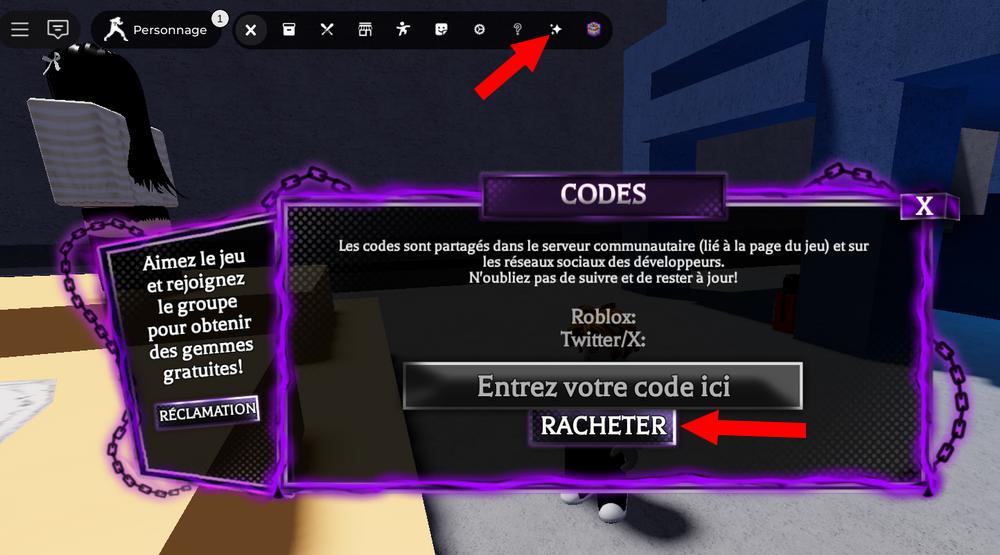 Activer les codes dans Jujutsu Beatdown