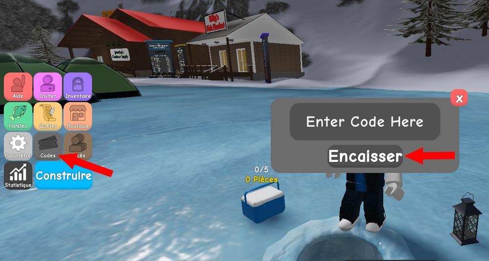 Utiliser les codes dans Ice Fishing Simulator
