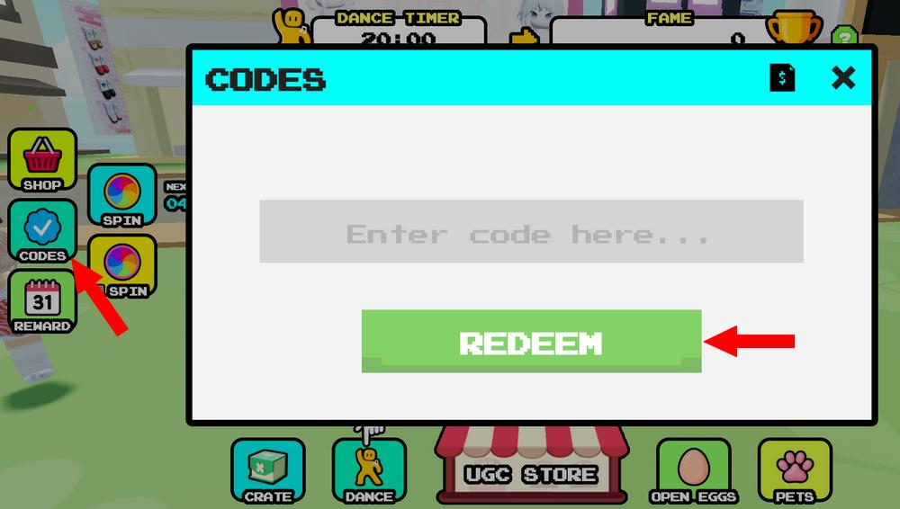 Activer un code dans Dance for UGC