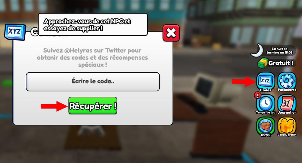 Activer les codes dans Be a Beggar