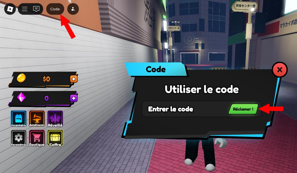 Activer les codes dans Blade X Zombies