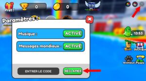 Activer les codes dans Jump and Splash