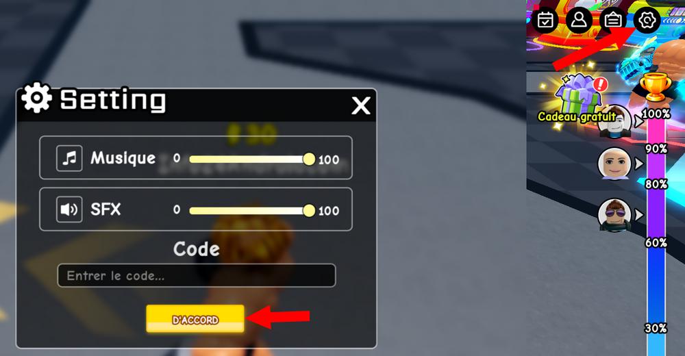 Activer les codes dans Punch Wall