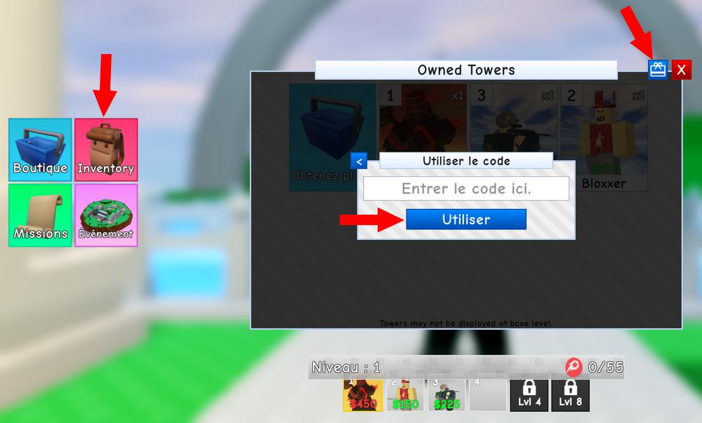 Activer les codes dans Retro Tower Defense
