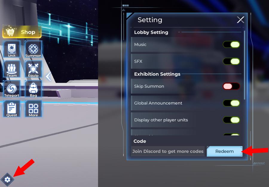 Utiliser les codes dans Anime Raid