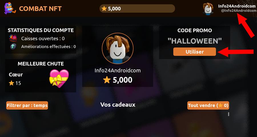 Utiliser les codes dans NFT Battle