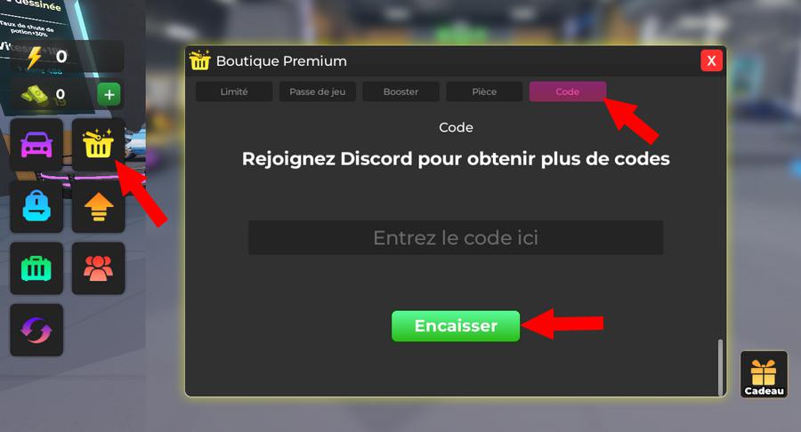 Utiliser les codes dans Race RNG