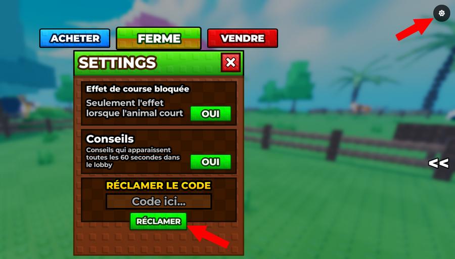 Utiliser les codes dans Raise Animals