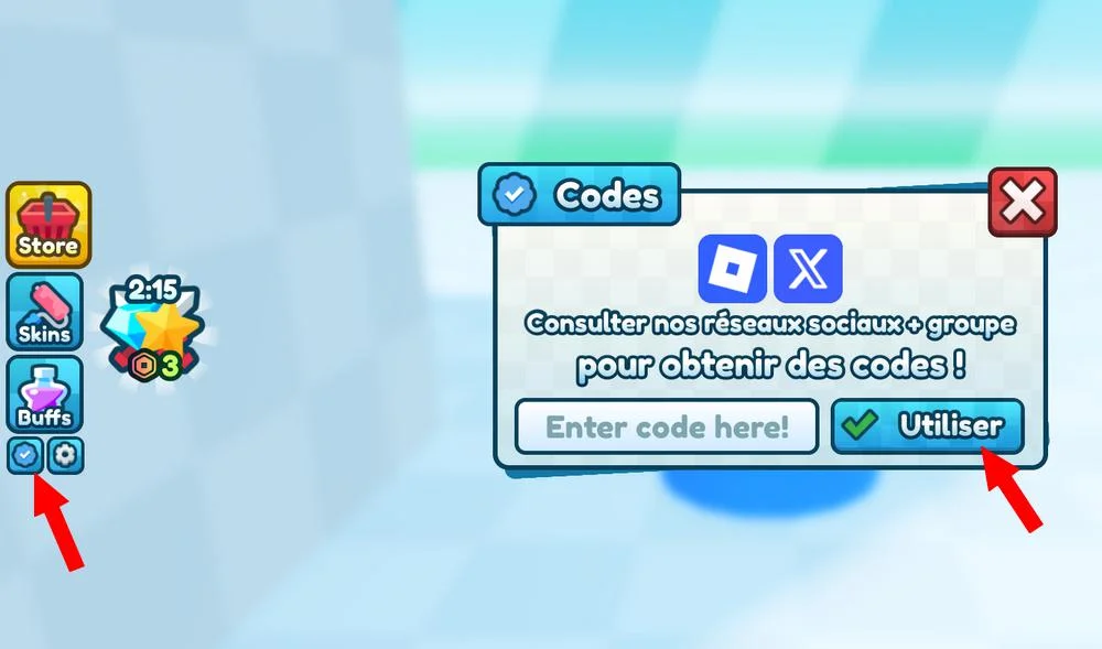 Utiliser les codes dans Tank Game