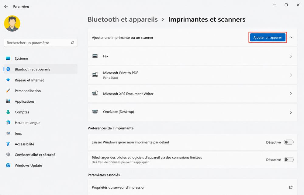 Ajouter une imprimante ou un scanner