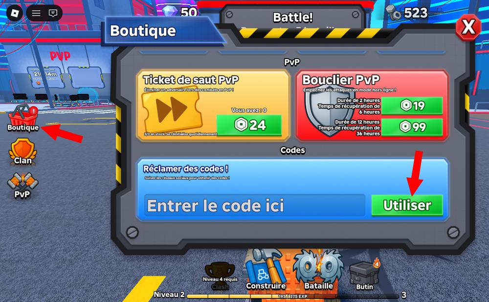Utiliser les codes Crash Bots
