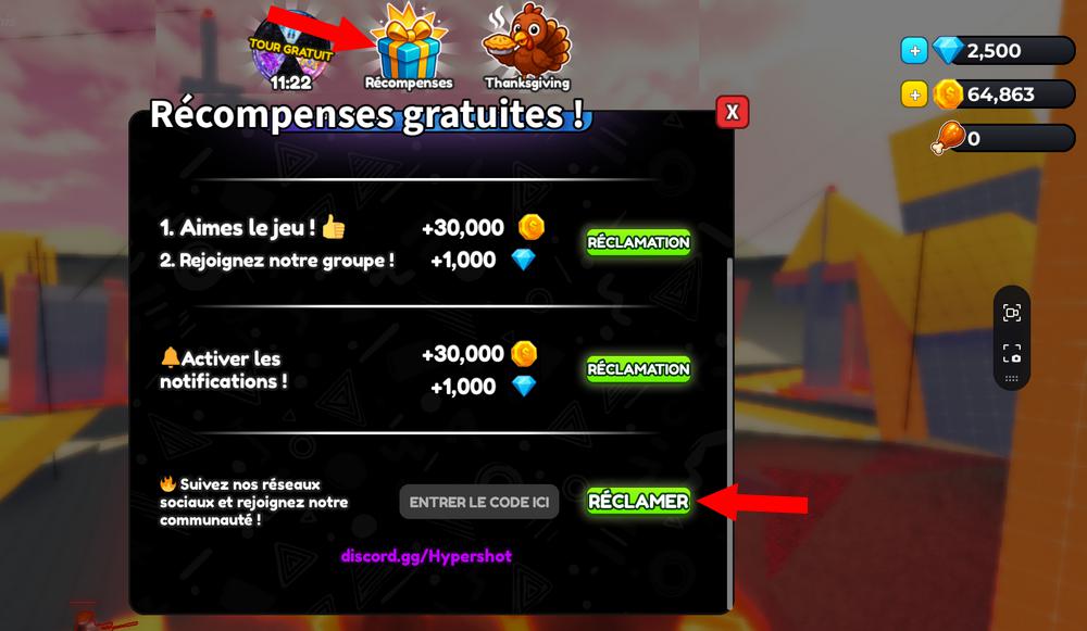 Utiliser les codes dans Hypershot