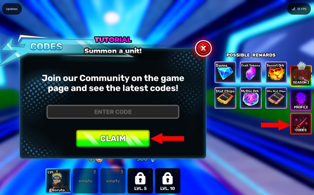 Utiliser les codes Anime Story