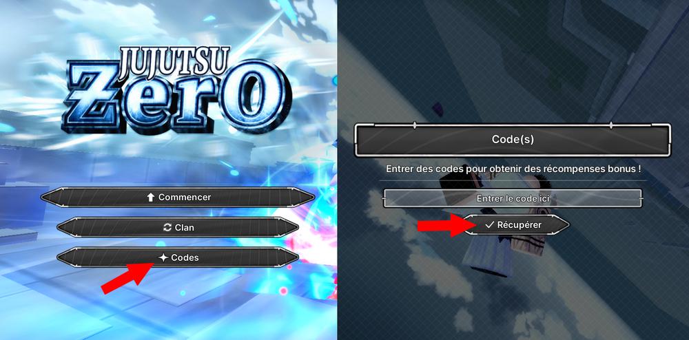 Utiliser les codes Jujutsu Zero