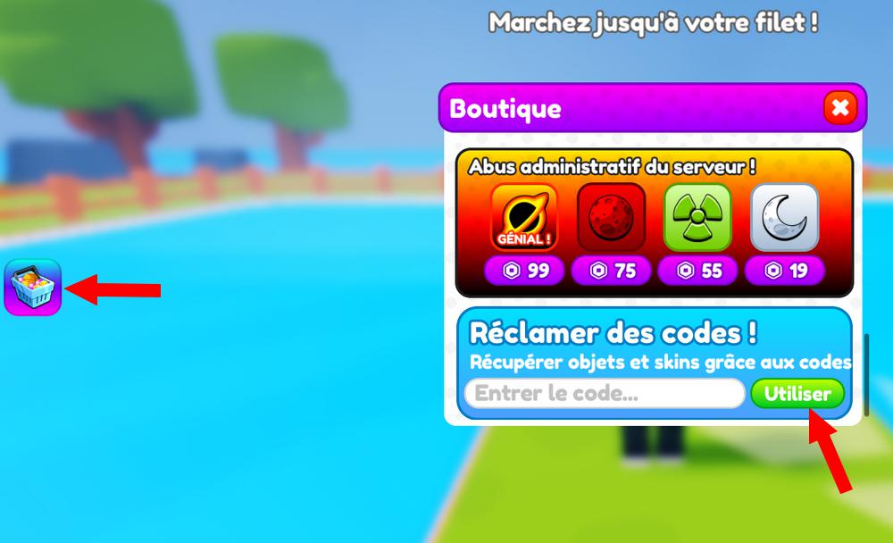 Utiliser les codes de Farm a Fish