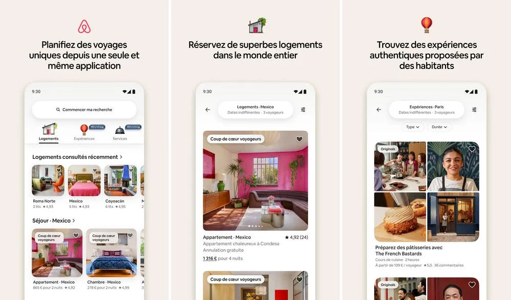 Airbnb - application de réservation d'hôtels sur Android