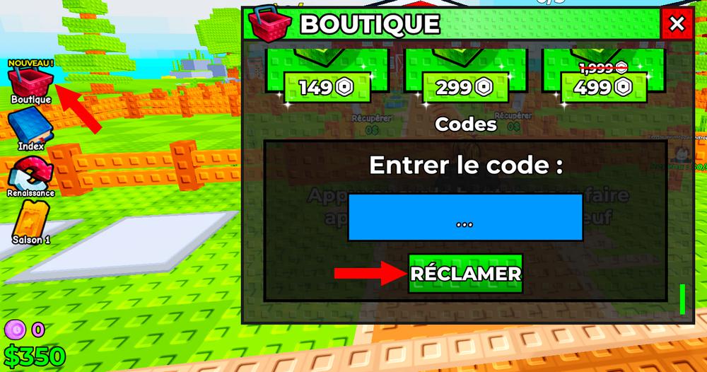 Utiliser les codes Build a Brainrot Farm