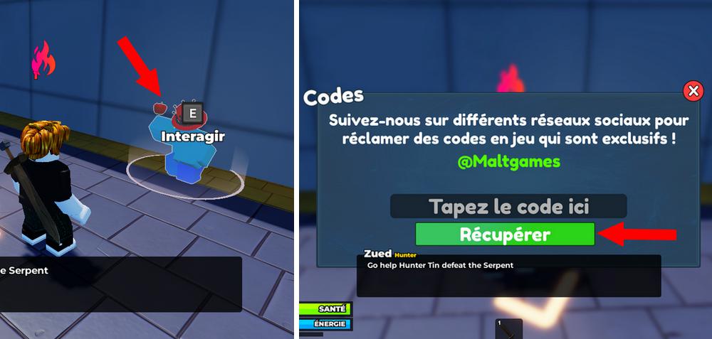 Utiliser les codes Solo Hunters