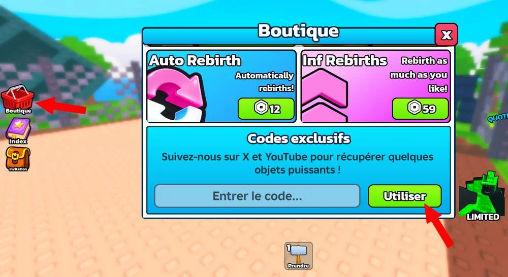 Utiliser les codes Be a YouTuber