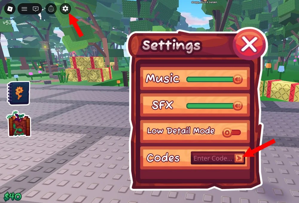 Utiliser les codes de Garden Horizons