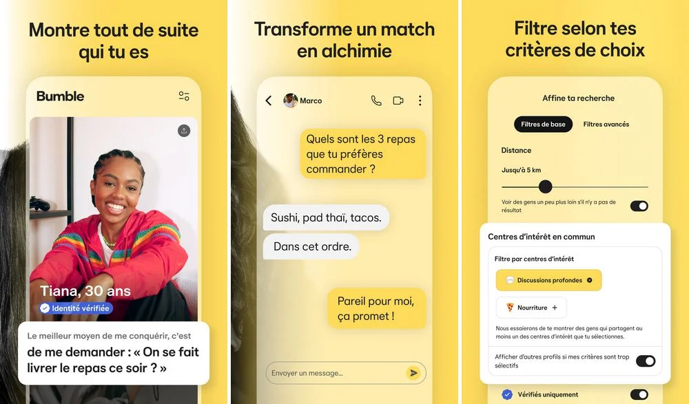 Bumble - meilleure application de rencontre