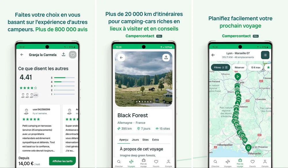 Campercontact - application de camping pour Android