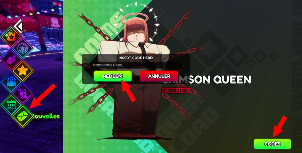 utiliser les codes Anime Overload