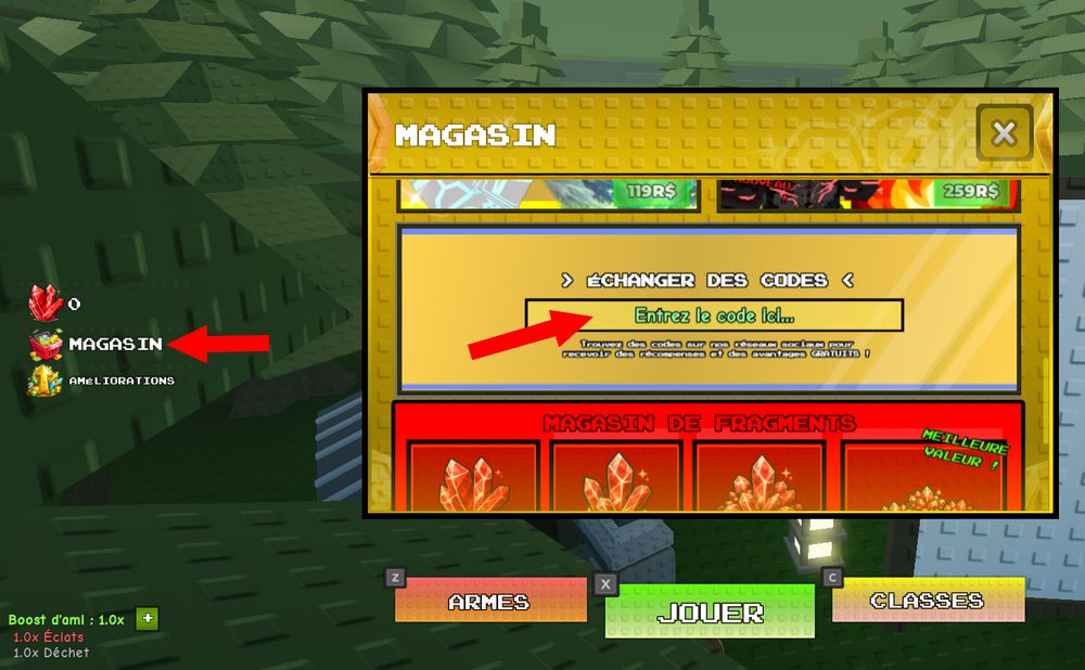 utiliser les codes Zombie Wave Survival