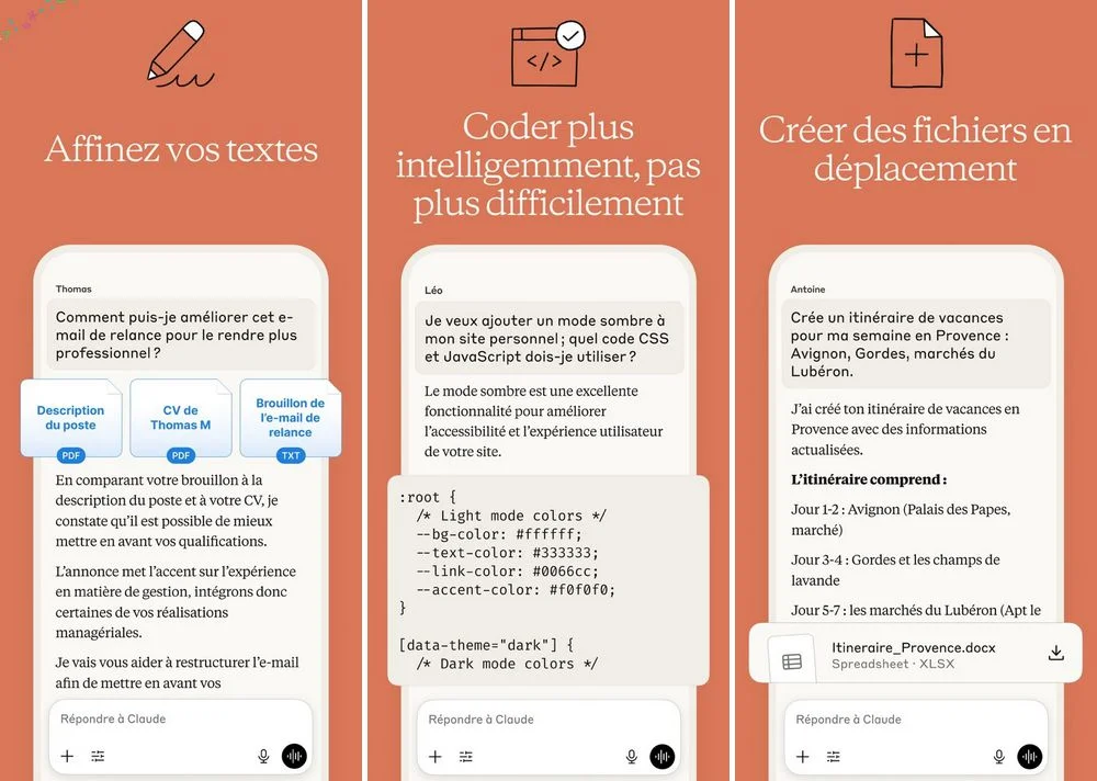 Claude - application IA pour iPhone