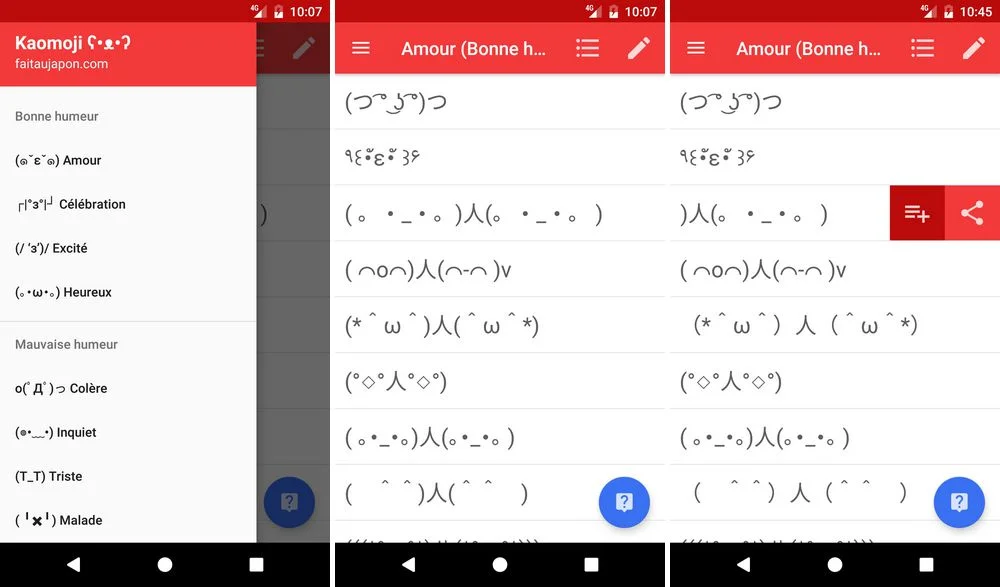 Kaomoji - meilleure application Emoji