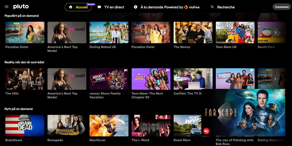 Pluto TV - site de streaming gratuit