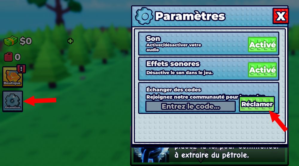 Utiliser les codes Oil Empire