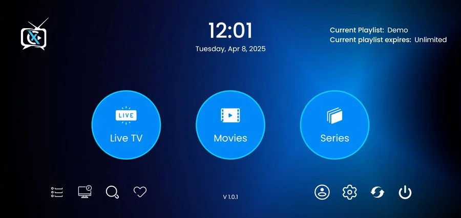 XCIPTV Player application IPTV Android moderne
